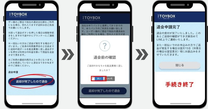 返却から申請終了まで