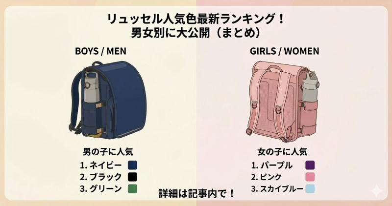 【2026年最新】リュッセル人気色最新ランキング！男女別に大公開のまとめ