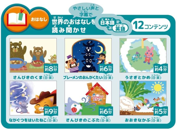 昔話など12コンテンツが収録