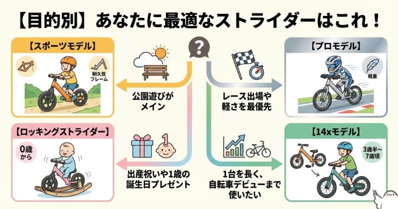 【目的別】あなたに最適なストライダーはこれ！