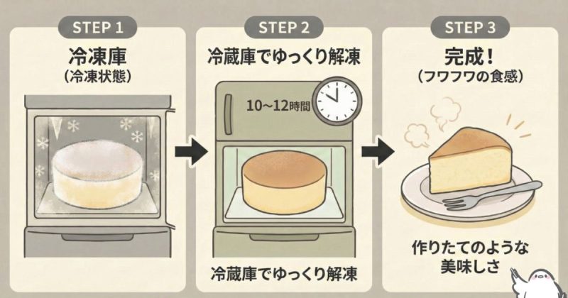 冷凍ケーキの解凍の仕方